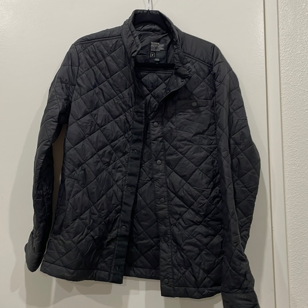 Nixon jacket men medium black snap close outdoor quilted coat